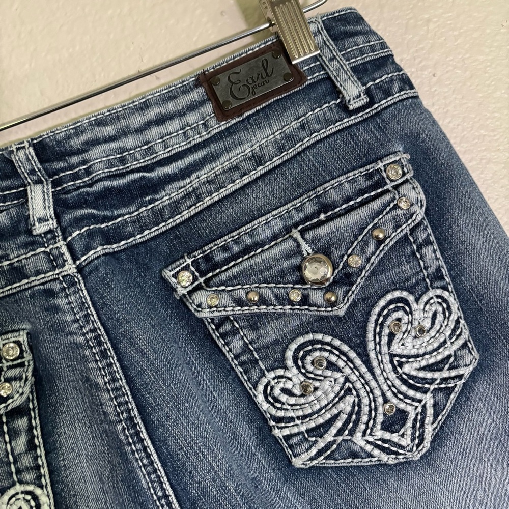 Earl Jeans Y2K faded embellished embroidered bootcut Jeans stretch Size 8 - Picture 6 of 9